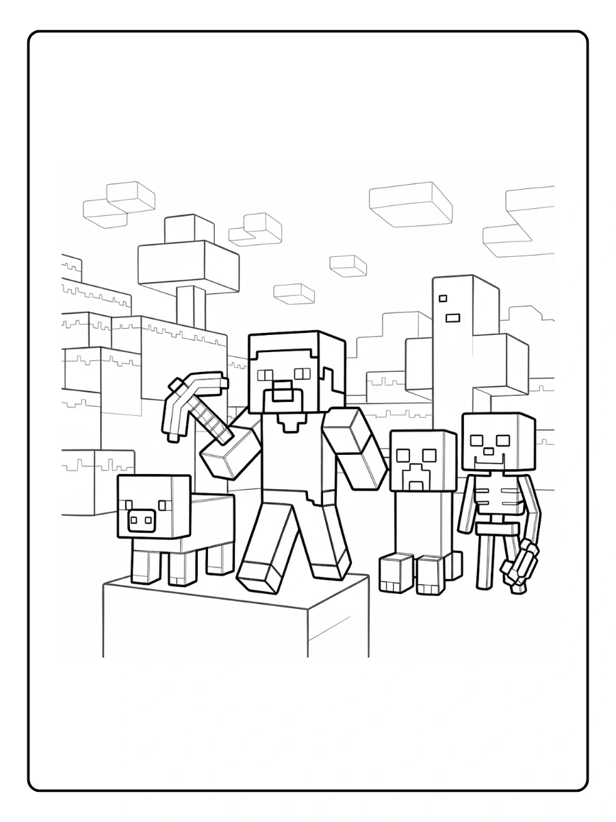 coloriage minecraft village (3)