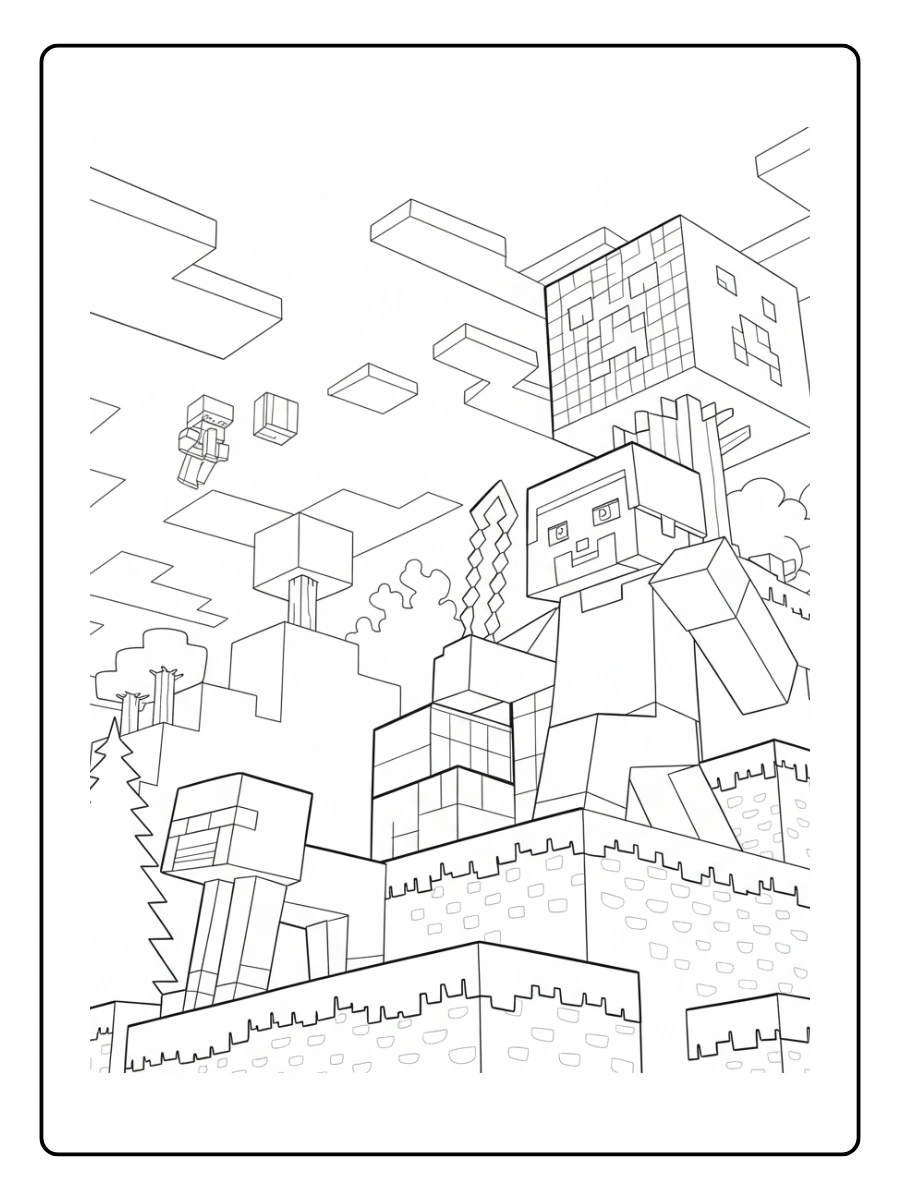 coloriage minecraft village (4)