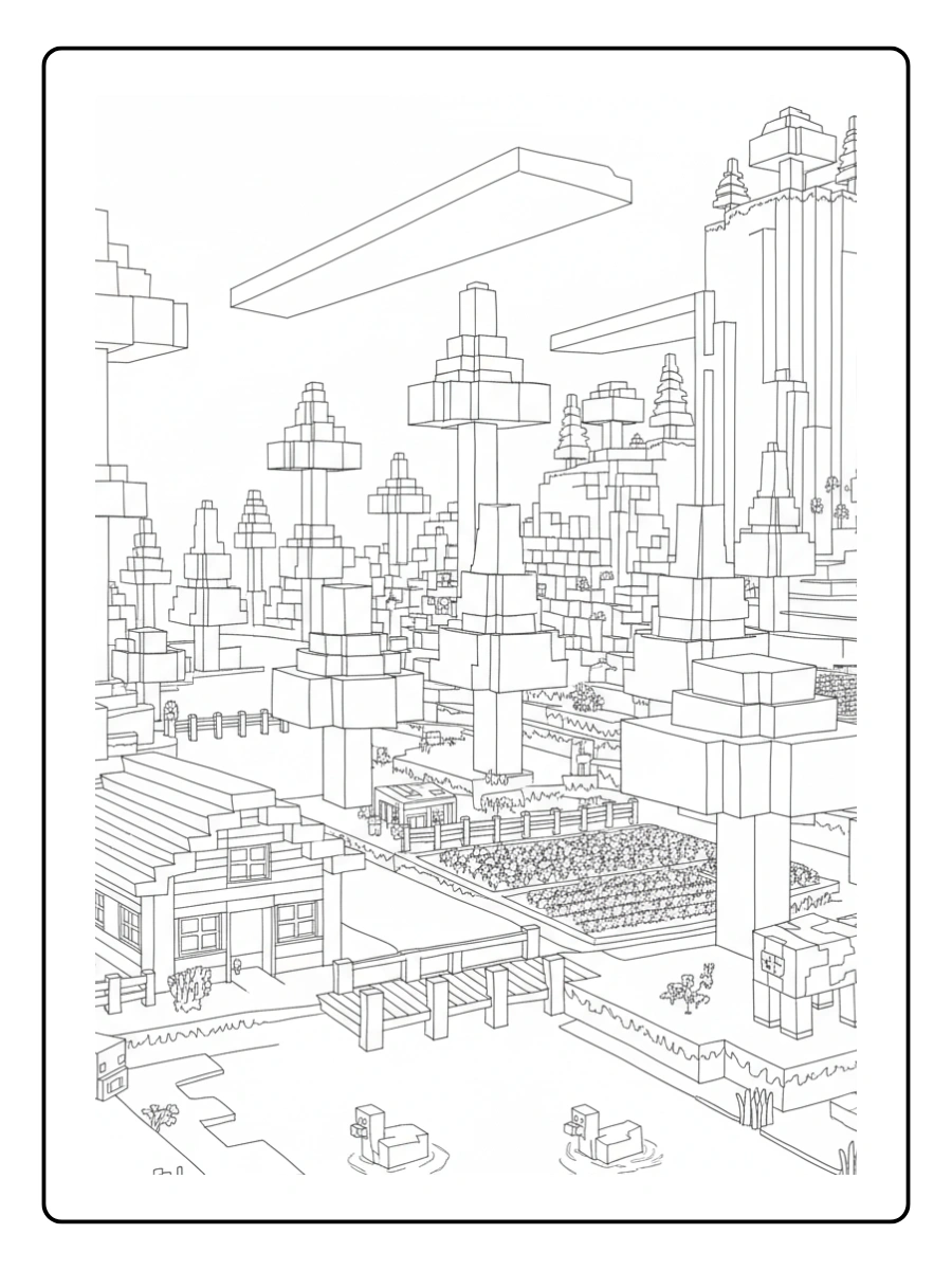 coloriage minecraft village (5)