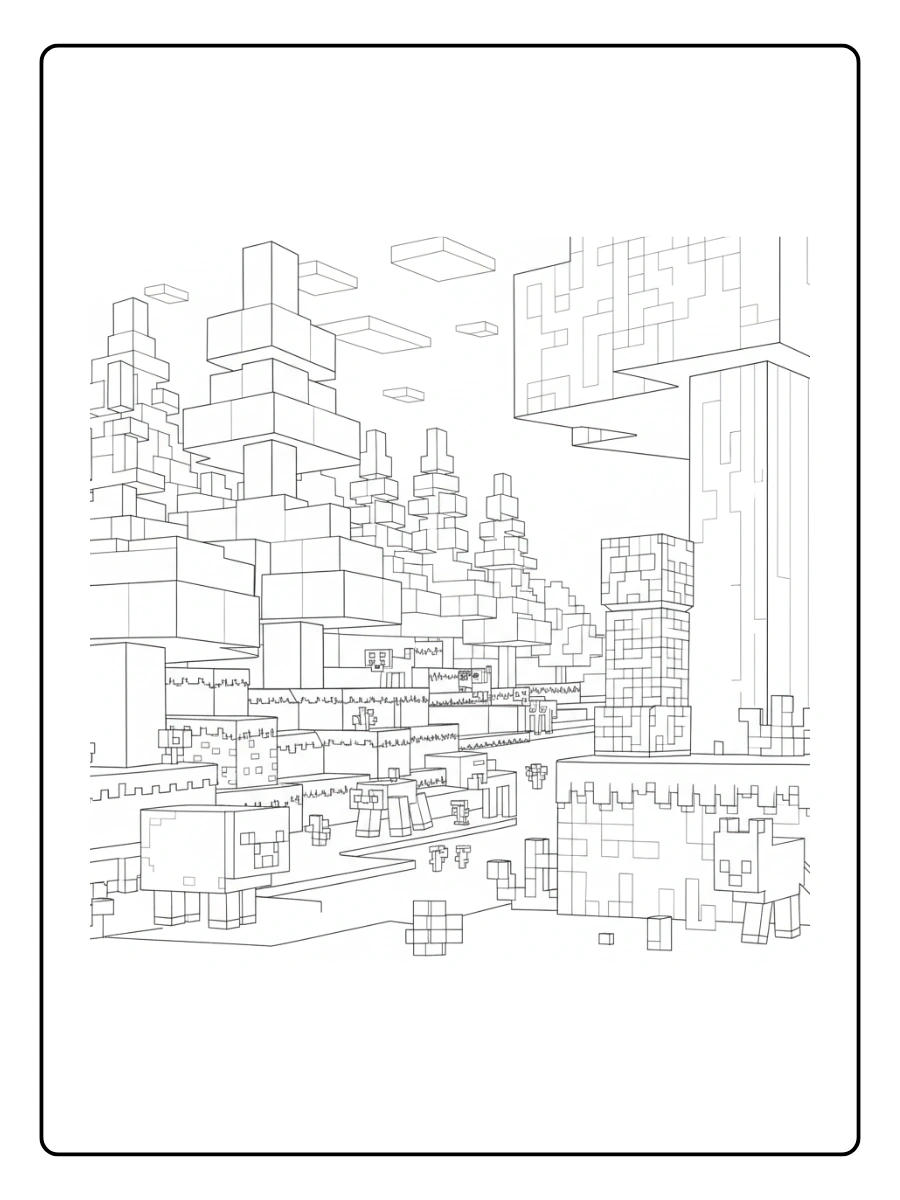 coloriage minecraft village (6)