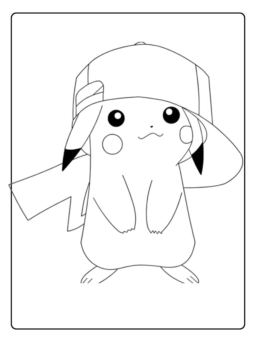 coloriage pikachu avec casquette