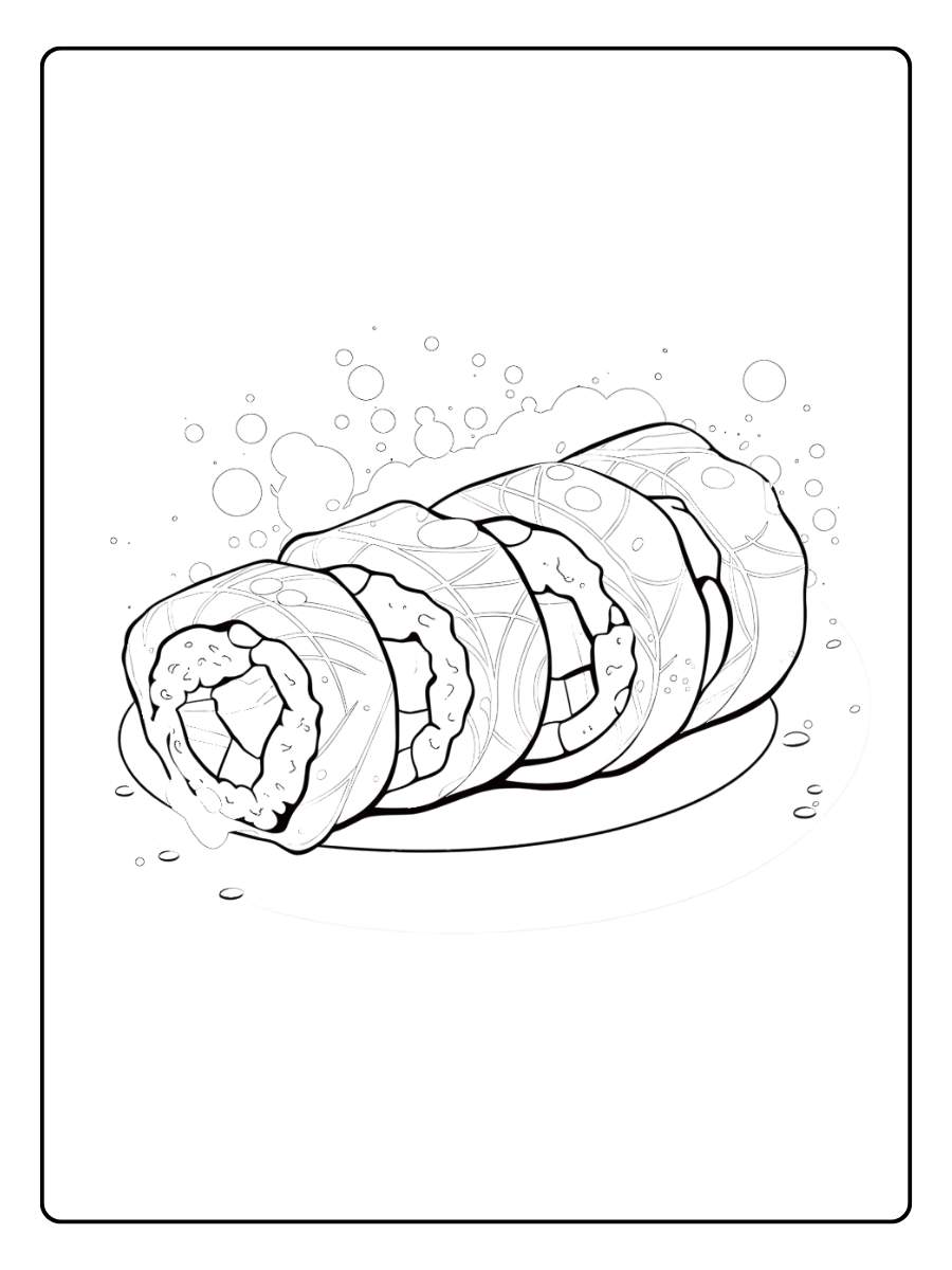 coloriage sushi la colère du rouleau de printemps