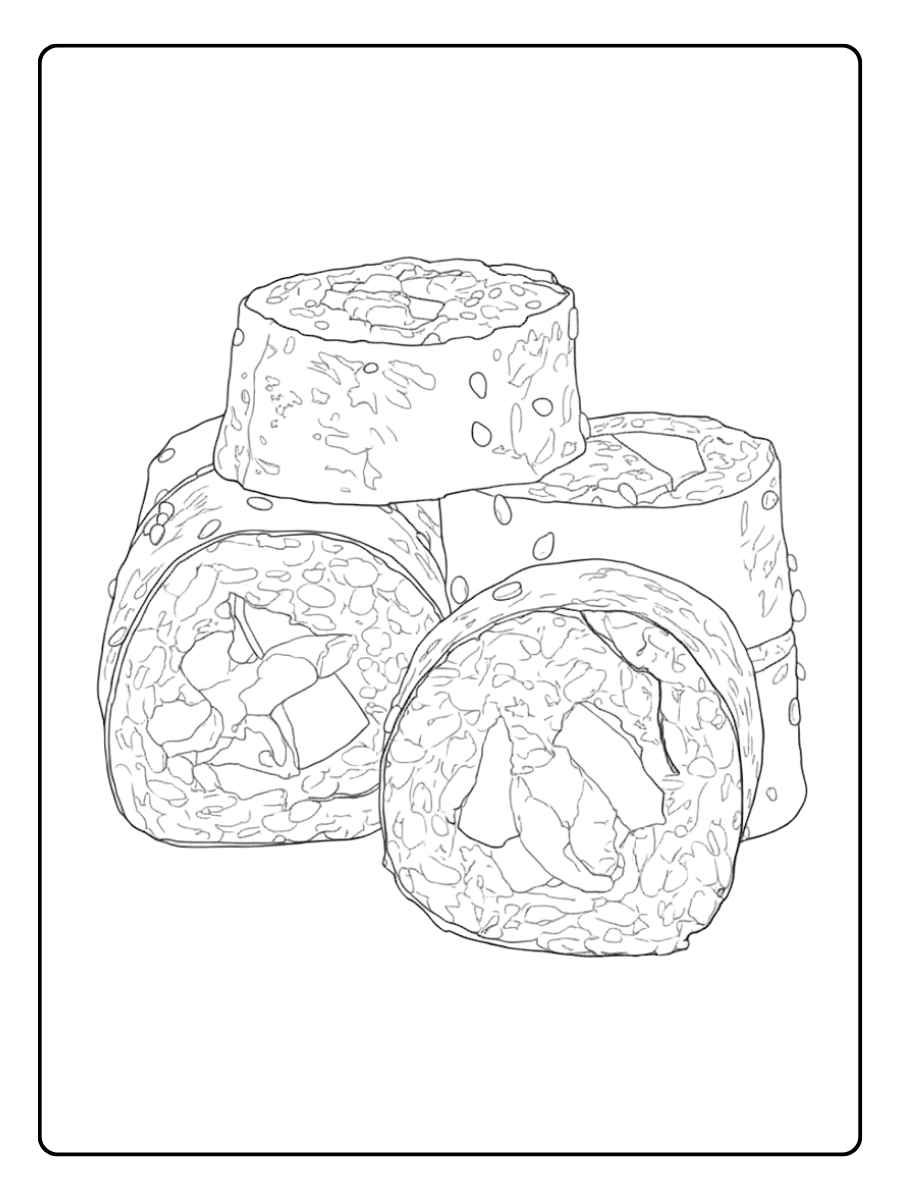 coloriage sushi les rouleaux savoureux