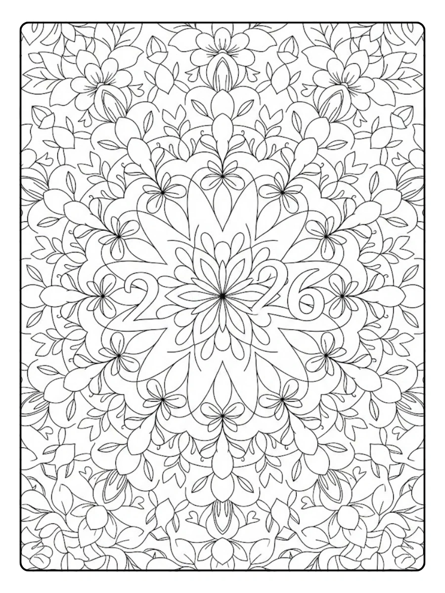 Coloriage Bonne Année 2026