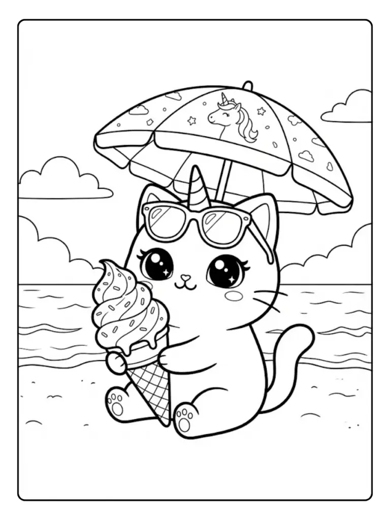 coloriage chat kawaii
