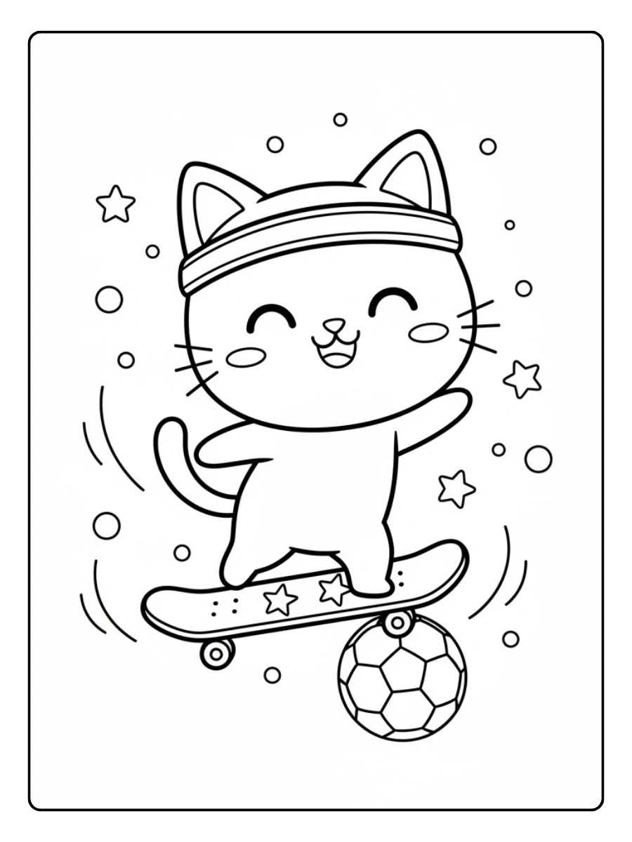 Coloriage Chat sportif Kawaii