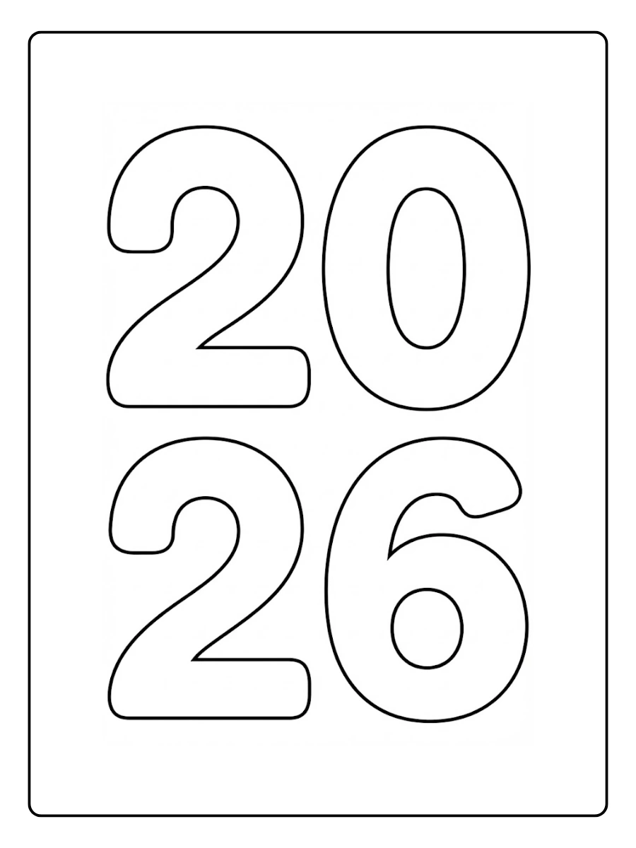 Coloriage Chiffres 2026 très grands et épais