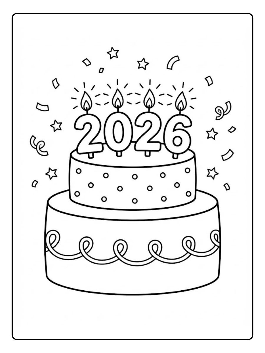 Coloriage Gâteau simple avec bougies 2026