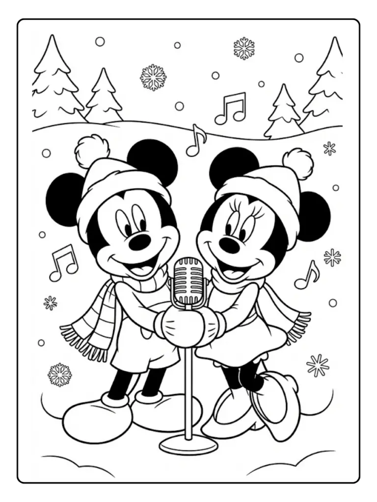 coloriage mickey et minnie noel