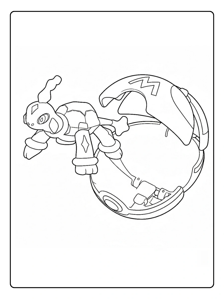 A Terapagos emerging from a large open Poké Ball