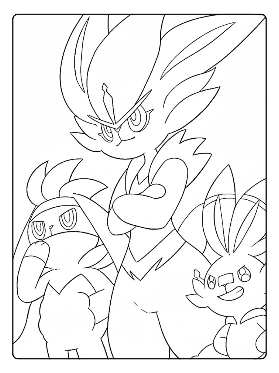 Coloriage Pyrobut avec ses pré évolutions