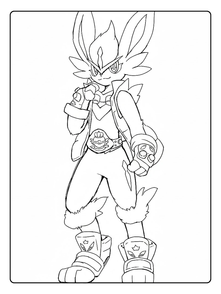 Coloriage de Pyrobut debout avec son équipement