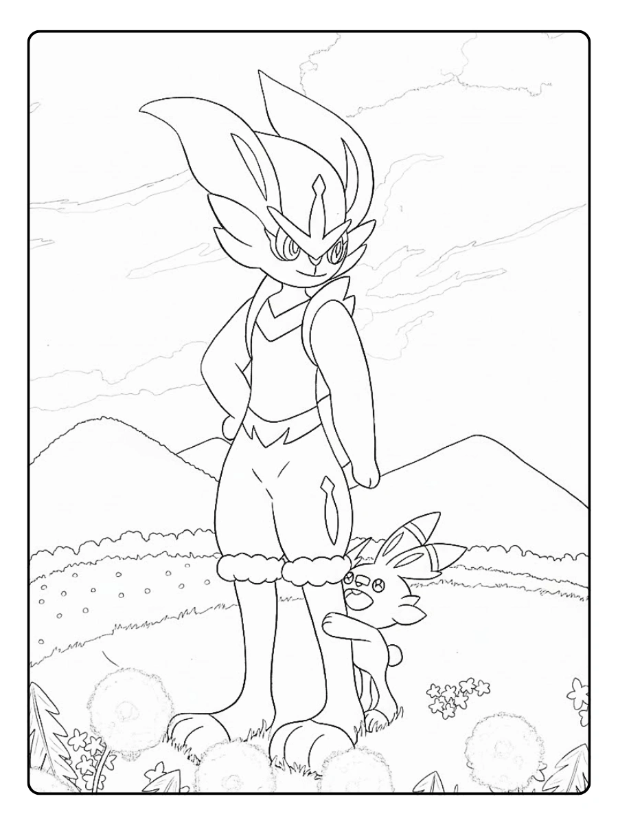 Scène de nature avec Pyrobut pour ce coloriage